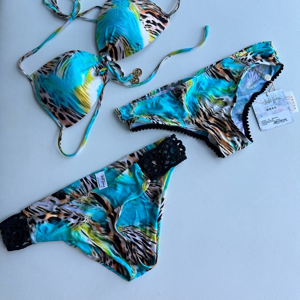Luli Fama Caribe Mon Amore print bikini set (3 pieces)